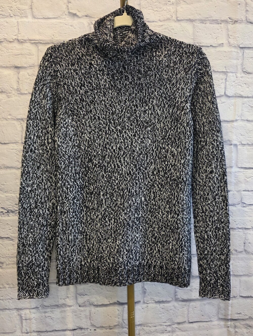 The Limited Black White Marled Turtleneck Sweater
